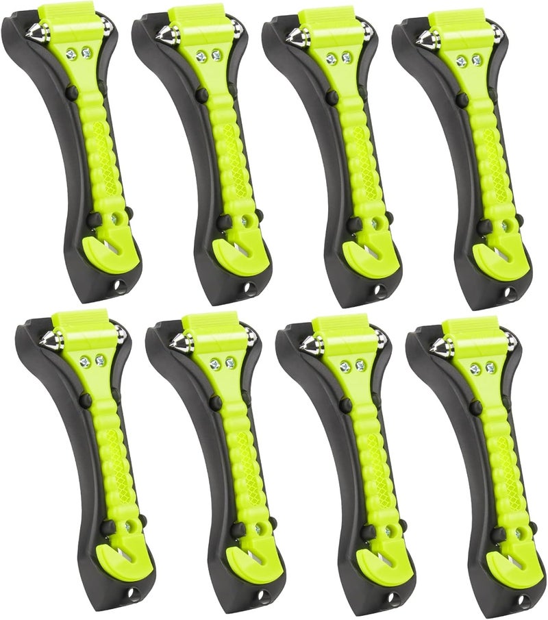 Cleverool Store Car Safety Hammer Window Breaker, 2-in-1 Emergency Escape Tool with Seat Belt Cutter for Women, 8 Pack Fluorescent Green Safety Escape Hammer for Car, Family - Image 1
